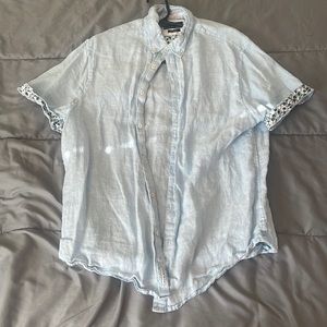 Short sleeve linen dress shirt